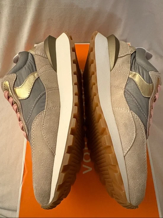 NWT VOILE BLANCHE QWARK HYPE WOMAN Suede & Technical Fabric Sneakers BEIGE-GREY - Picture 14 of 16